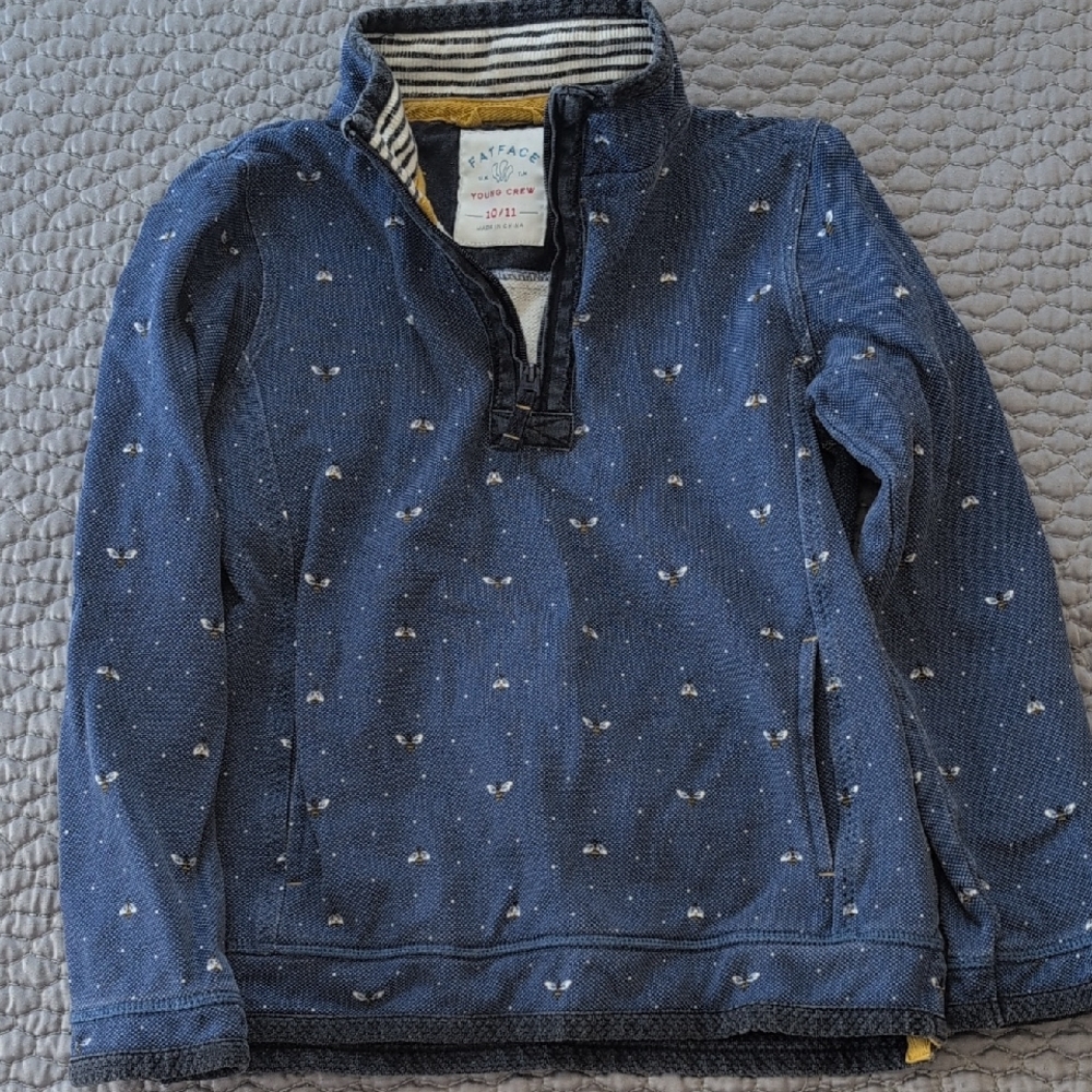 Fat Face Dark Blue Kids Jacket with Pattern